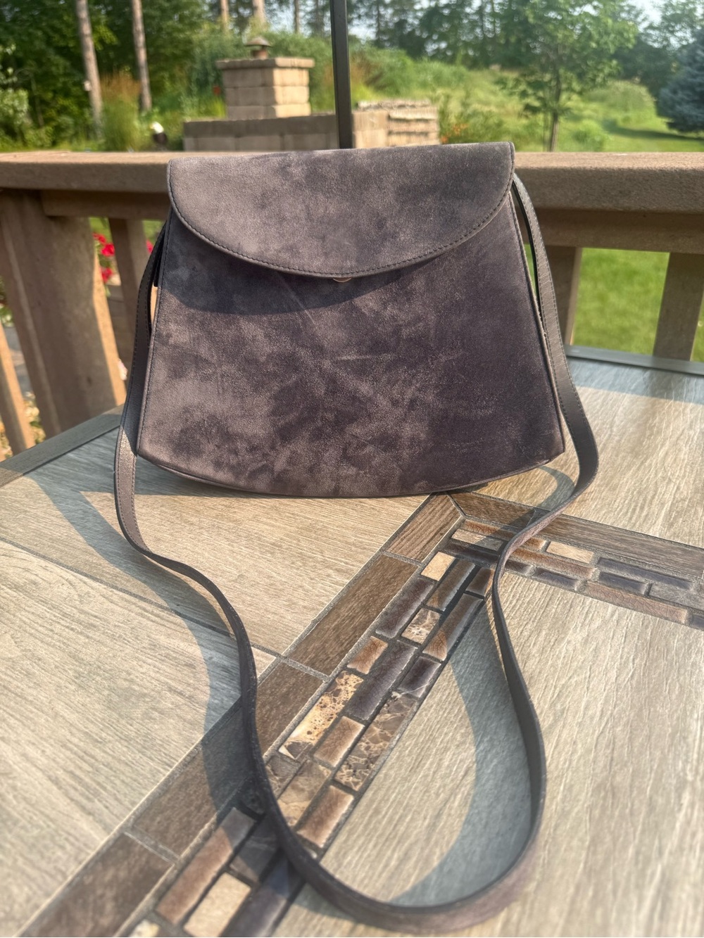 EUC Salvatore Ferragamo Vintage Suede 1980's Luxury Taupe Crossbody Bag - Picture 3 of 14